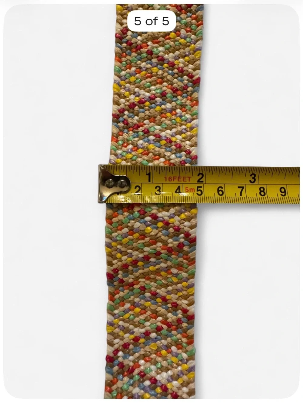 Women’s Multicolor Woven Straw Waist Belt | Square Buckle | NWOT